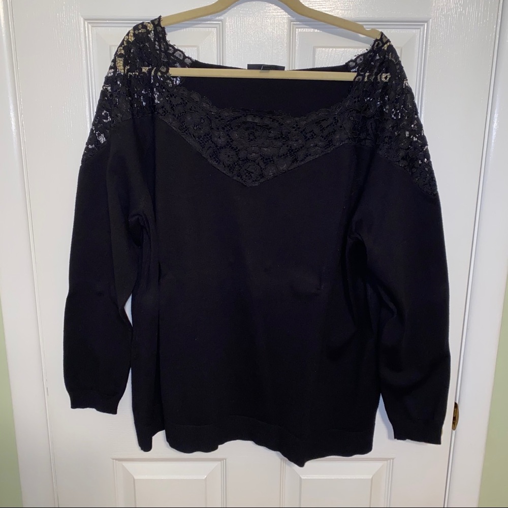 Lane Bryant Black Lace Neck Sweater